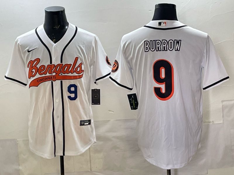 Men Cincinnati Bengals #9 Burrow white Joint Name 2025 Nike Limited NFL Jersey style 4->cincinnati bengals->NFL Jersey